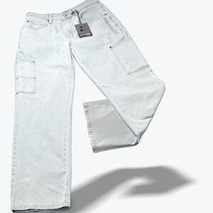 Wide Leg Denim Cargo Jeans Mens 30X30 Utility Pants 8.75 in Leg Opening NWT